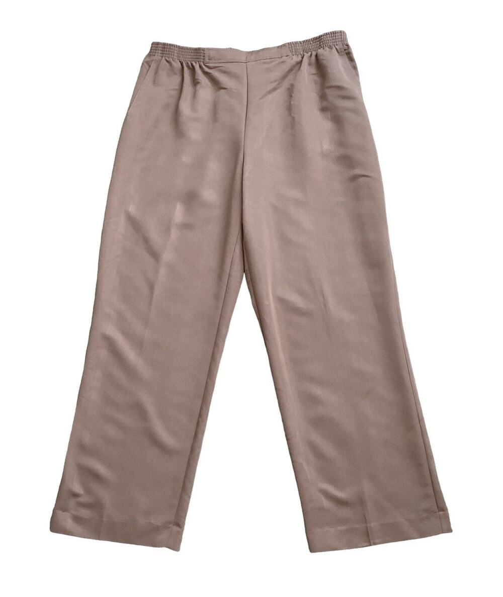 Alfred Dunner Pull On Pants Womens 18 Brown Career Dress Pants Elastic Waist